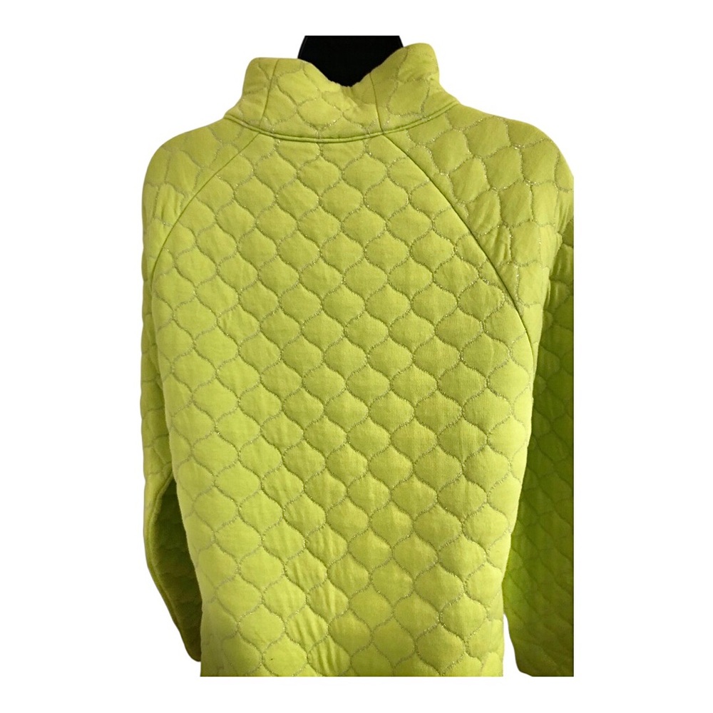 Talbots quilted silver lined lime green mockneck sweater top size medium new - Picture 9 of 10